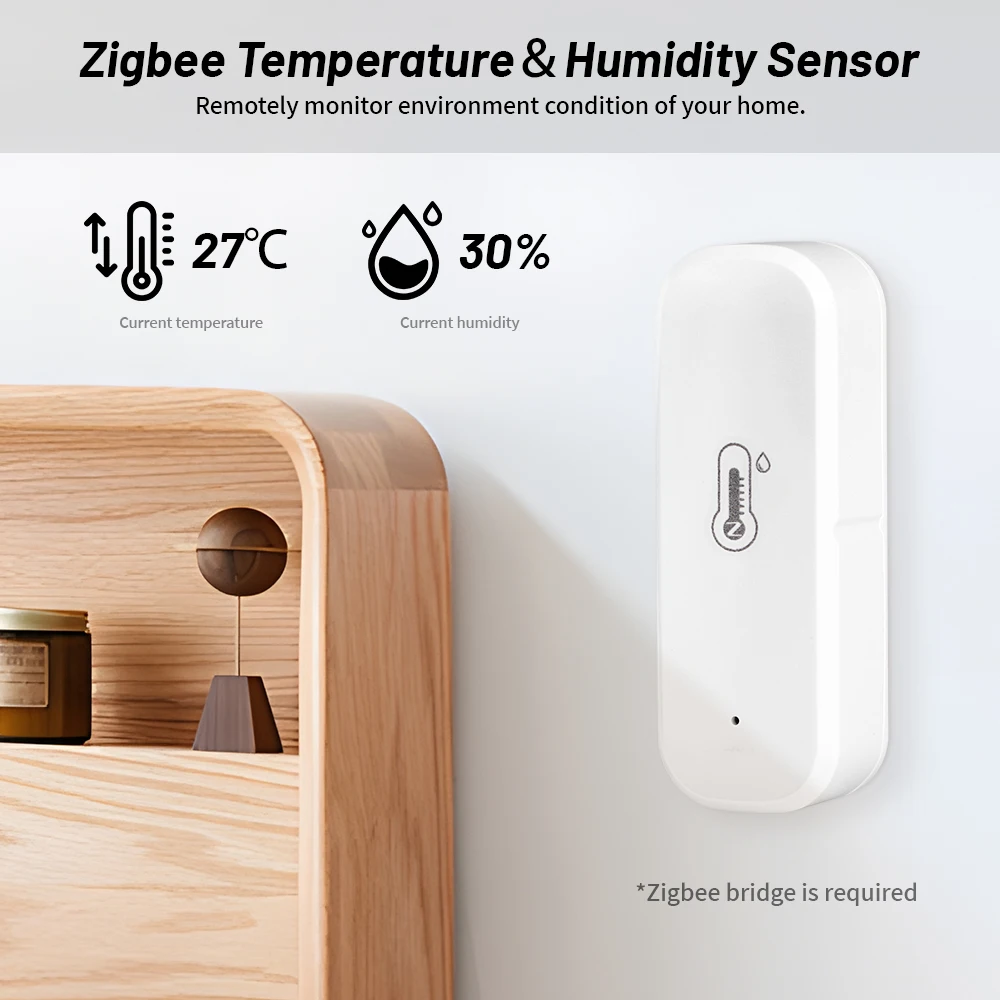 1-4pcs Tuya Smart Zigbee Temperature And Humidity Sensor Indoor Thermometer Hygrometer Monitoring Works With Alexa Google Home