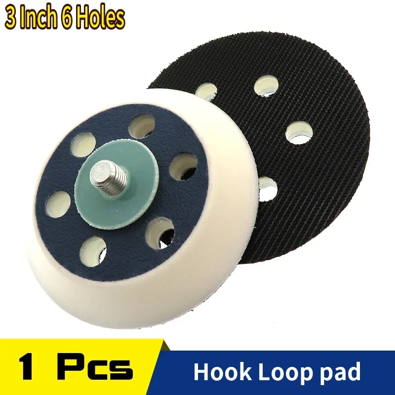 

3 Inch 6-Hole Sanding Pad Sander Backing Plate 75mm 5/16-24 Thread for Hook Loop Sanding Discs Polishing Grinding Rotary Tools