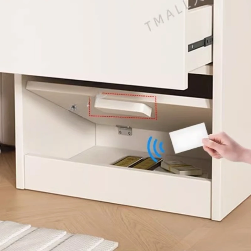 طاولة بجانب السرير خزانة داكنة إسكندنافية من الخشب الصلب مضادة للسرقة وخزانة مخفية متعددة الوظائف وأثاث منزلي لغرفة النوم باللون الأبيض الدافئ #6