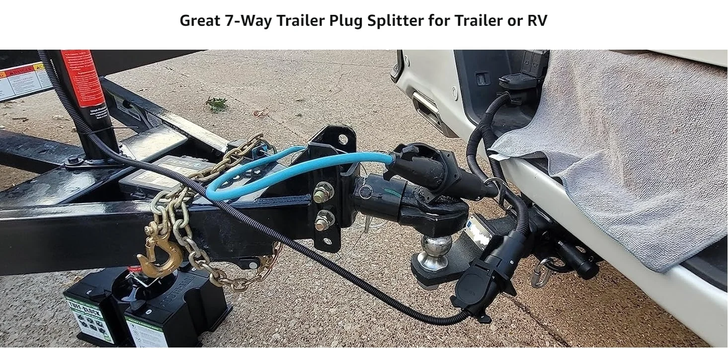 RV Blade 7Way Trailer Splitter direct plugs in Truck Camper and Trailer Male 7Way to Dual 7Pin Blade Female Connector  Y Adapter - view 6