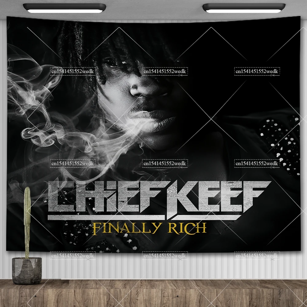 Chief Keef Finally Rich Album Tapestry Wall Decor Flags Aesthetic Living Room Decorations Hip Pop Tapestries Large Size Carpets