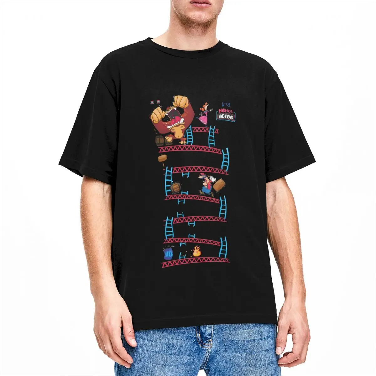 D-Donkey Kongs T Shirt Mens Japanese Arcade Game Vintage Cotton T Shirts Summer O Neck Fashion Tee Shirt Design Oversized Tops