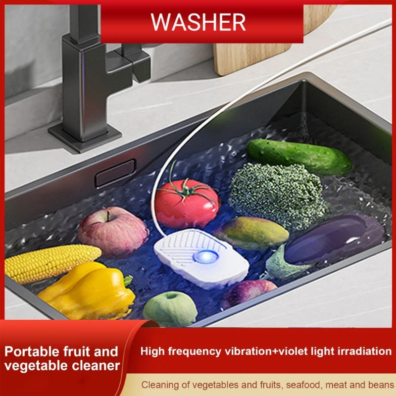 Protable Ultrasonic Food Cleaner Fruit Vegetable Washing Machine Wireless Food Purifier Compact Design Cleaning Tool For Home