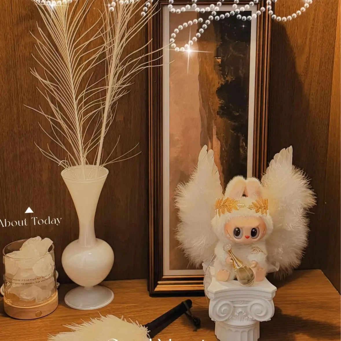 Per 15-17 cm Labubu Vestiti per bambole Ali d'angelo Decorazione per fisarmonica Vestiti di moda Accessori per bambole per abiti Labubu