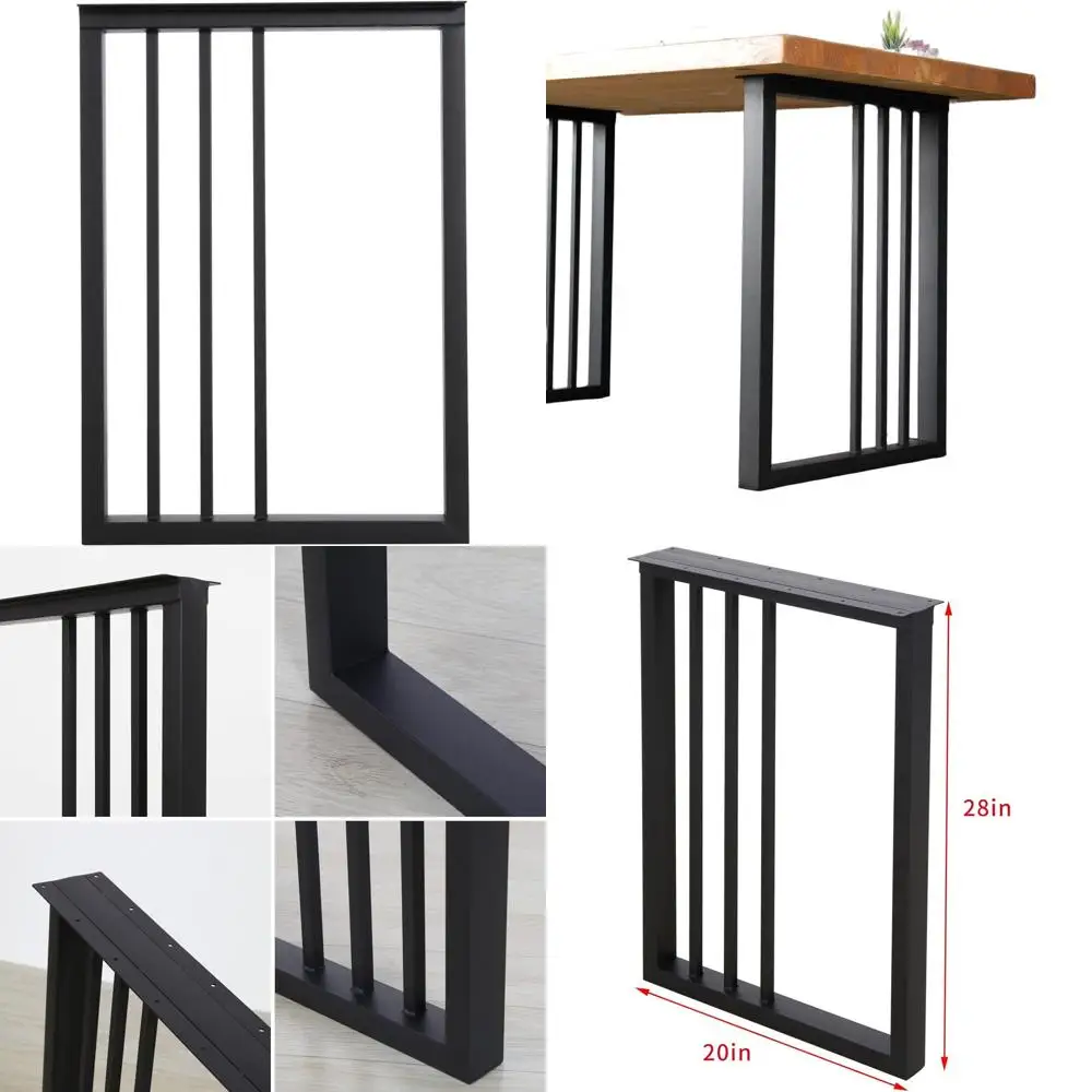 

Industrial Rustic Square Tube Metal Table Legs, 28H x 20W, Heavy Duty for Furniture or DIY Coffee Table, Set of 2