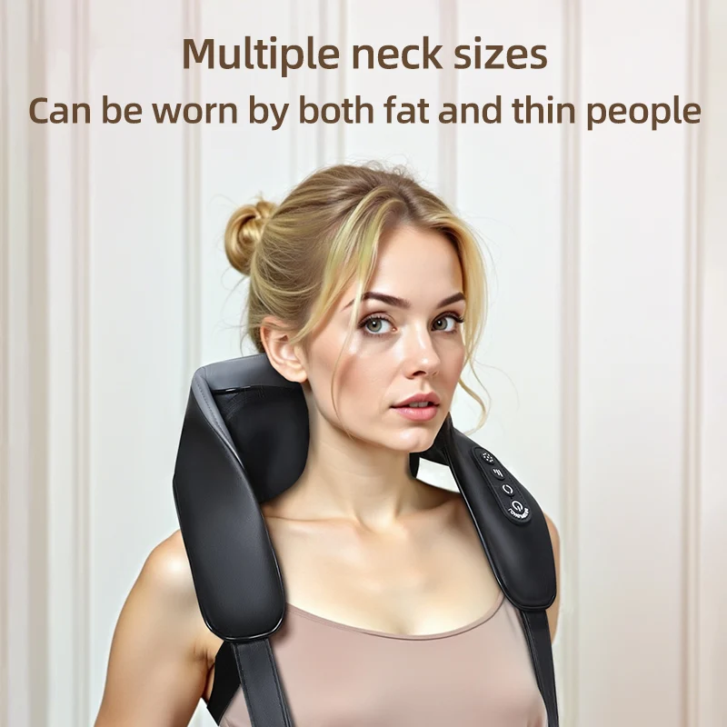 Masajeador de cuello, chal de masaje de cuello y espalda Shiatsu 6D con calor, regalo para hombres y mujeres para relajarse el estrés en la oficina en casa