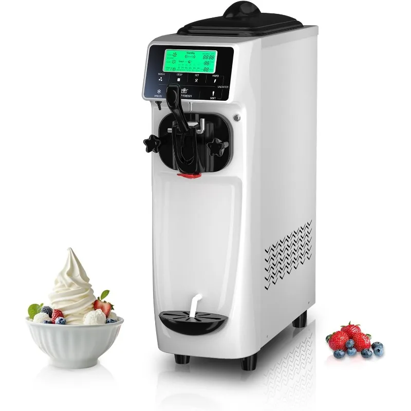 Ice Cream Maker Machine for Home, 5 Inch Screen Soft Serve Ice Cream Machine 4.2 Gals/H Single Flavor Ice Cream Maker with Pre-C