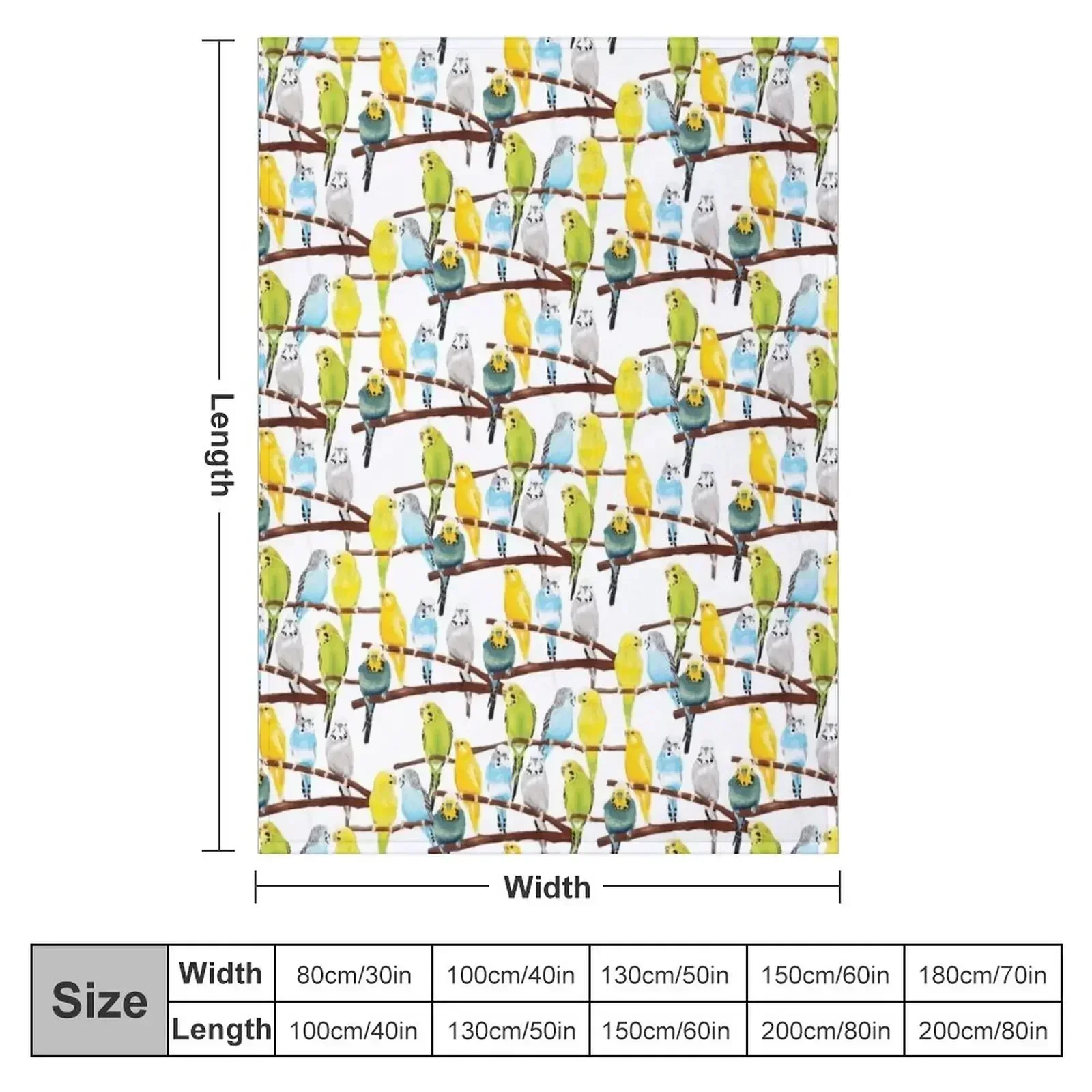 Budgie pattern watercolour Throw Blanket Thermal Flannels Extra Large Throw blankets and throws Stuffeds blankets ands Blankets
