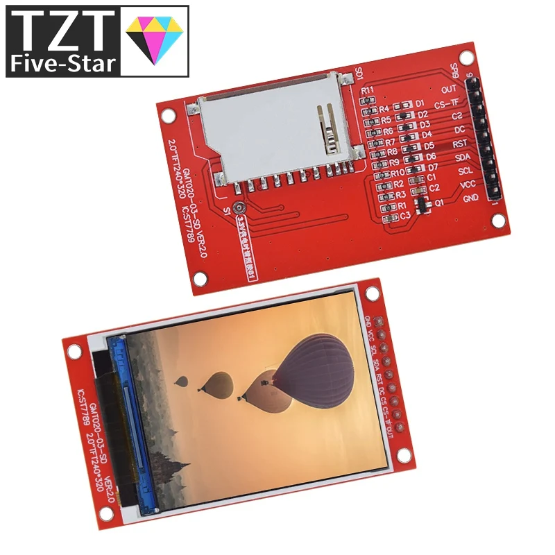 2.0 inch TFT Display Drive IC ST7789V 240x320 Dot-Matrix SPI Interface for Arduio Full Color LCD Display Module With SD Card