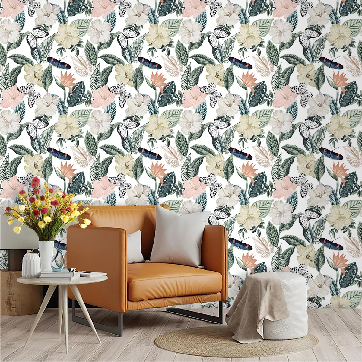 Tropical Leaf Wallpaper Peel and Stick Jungle Botanical Wall Paper Greenery Floral Contact Paper for Walls Bathroom Bedroom