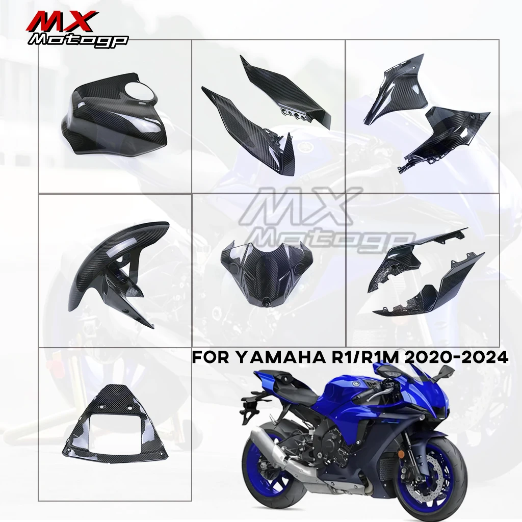 

Carbon Fiber Motorcycle Side Panels Fairing Kits For YAMAHA YZFR1 R1M 2020-2024 Motor Fender Chain Guard Frame Covers Tank Parts