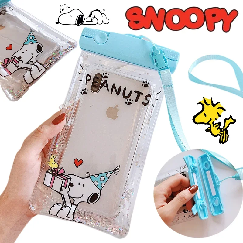 

Kawaii Snoopy Waterproof Phone Case Under 6.5 Inch Water Proof Bag Summer Fashion Outdoor Beach Diving Lanyard Water Bag