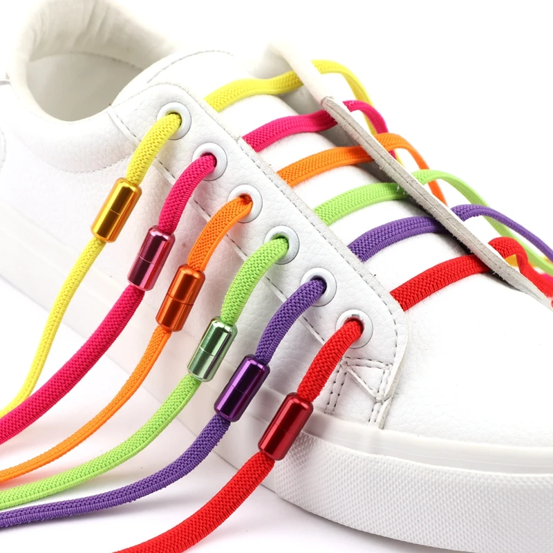 1Pair No tie Shoelaces Flats Elastic Shoe Laces  Kids Adult Sneakers Shoelace Quick Lazy Laces 15 Color capsules Buckle Strings