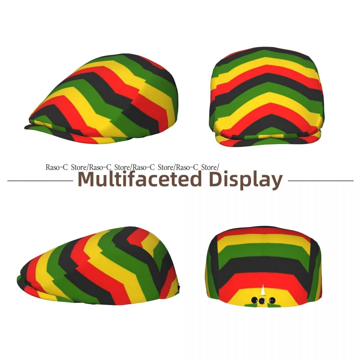 Adult Flat Cap Jamaica Chevron Pattern Unisex British Style Newsboy Cap Ivy Peaked Hat Casual Outdoor Driving Beret Hat
