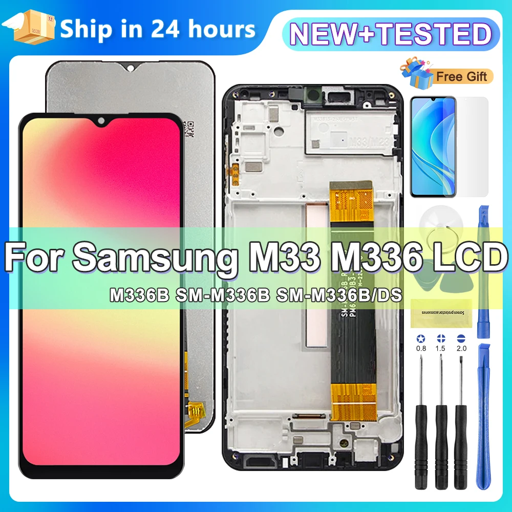 6.6\'\' AMOLED Display For Samsung M33 5G M336 LCD With Frame M336B SM-M336B Display Touch Screen Digitizer Assembly Replacement