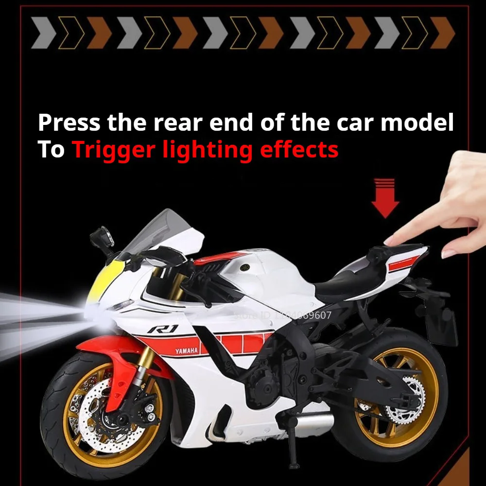 1:9 R1 Honda CBR1000 Diecast Alloy Toy Motorcycle Diecast Car Model Front Wheel Steering with Light Miniature Car Boyfriend Gift