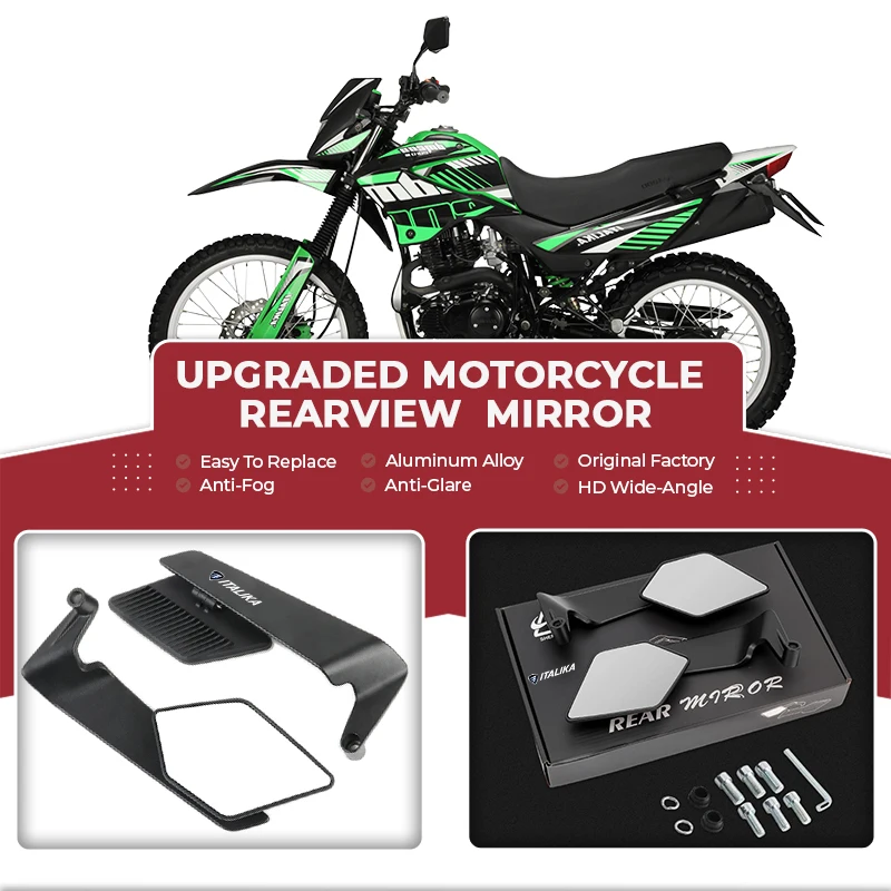 Un par 360 °   Espejo retrovisor ajustable, ala de viento de aleación antideslumbrante para ITALIKA 125 Z 150 SZ 150 200 250Z AT110 AT125 RT ITALIKA