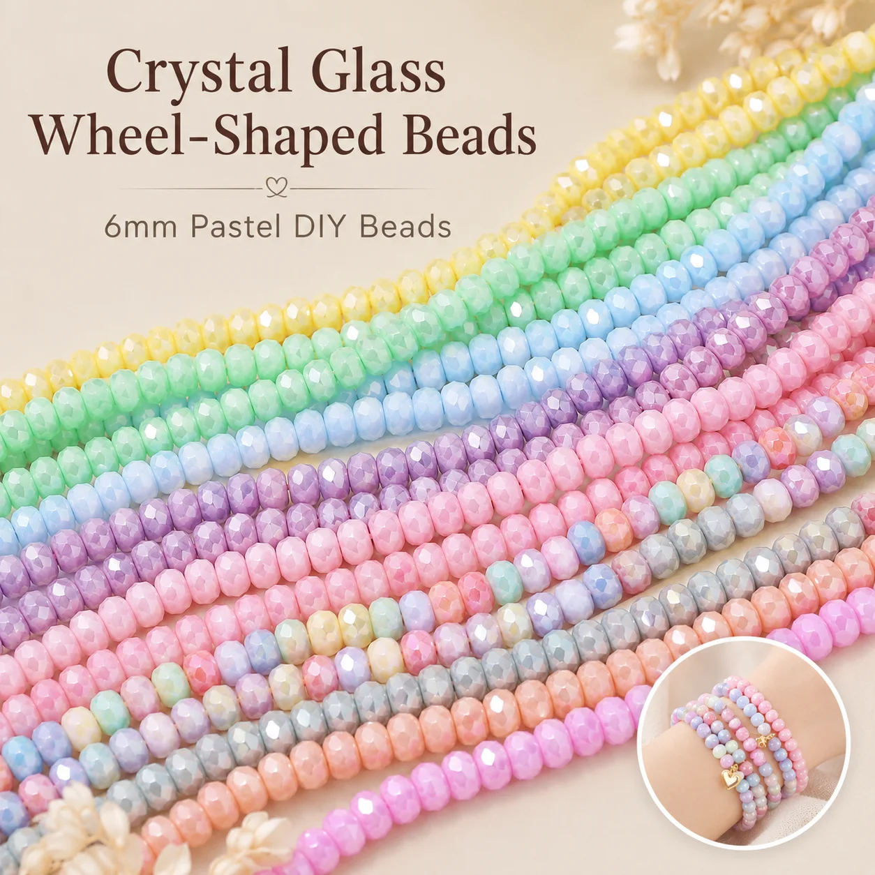 6mm Glass Wheel Water-Dye Ceramic Beads Assorted Colors Handmade DIY Jewelry Making Bead Bracelet Necklace Decorativ Accessories