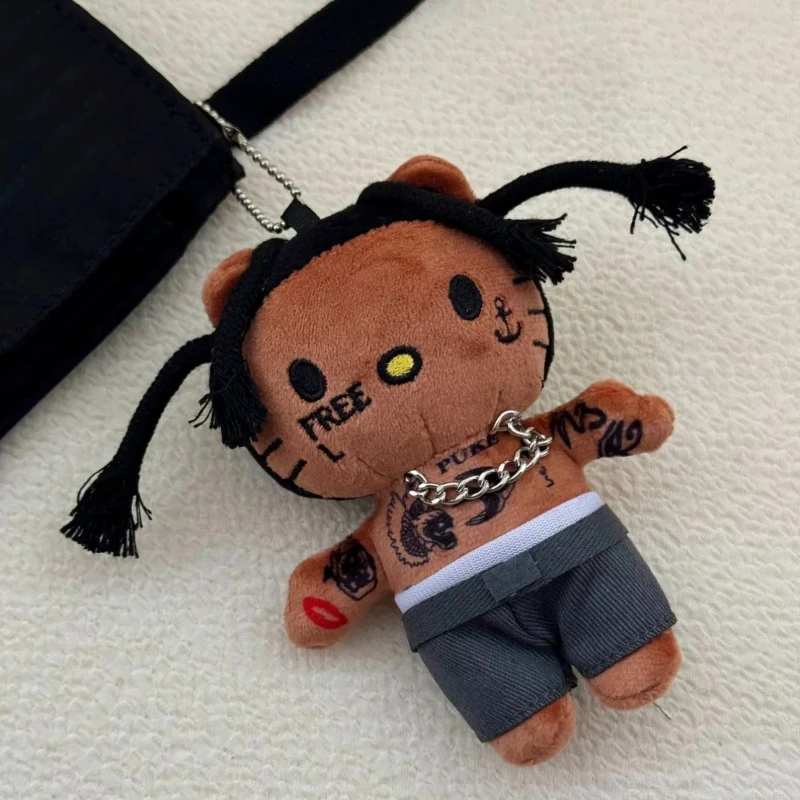 Kawaii Sanrio Hello Kitty Singer Selena Gomez PlushDoll Black  LIL Peep Doll Figure Stuffed Plush  Keychain Cartoon Gift