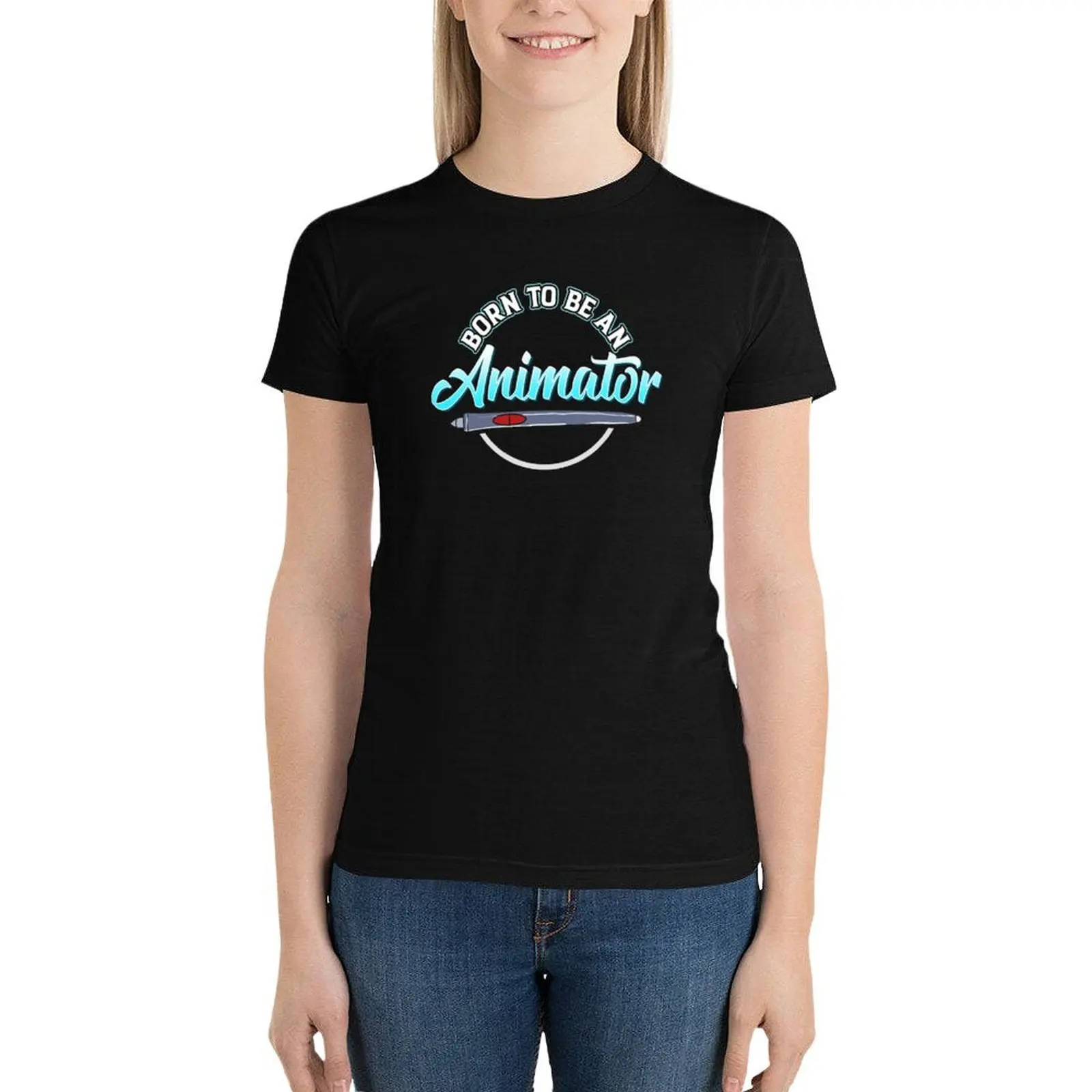 Cute Born To Be An Animator Professional Animating T-Shirt cute tops anime clothes western t-shirt dress for Women