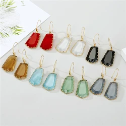 1Pair Big Statement Rhinestone Ear Dangle Earing Geometric Colorful Crystal Drop Earrings For Womens Female Jewelry Eardrop E342