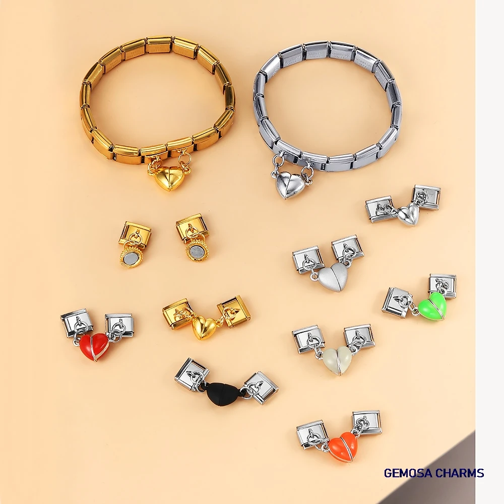 GEMOSA Magnetische Anziehung Abnehmbare Mode Herz Italienischen Charm Link Fit 9mm Edelstahl Armband DIY Herstellung Von Schmuck – Detail 10