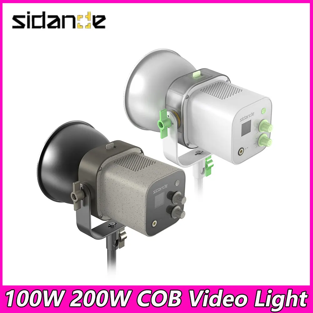 

SIDANDE 100W 200W COB Video Light Bi-color 2500K-6500K Bowens Mount Continuous Output Photography Lighting for Live Broadcast