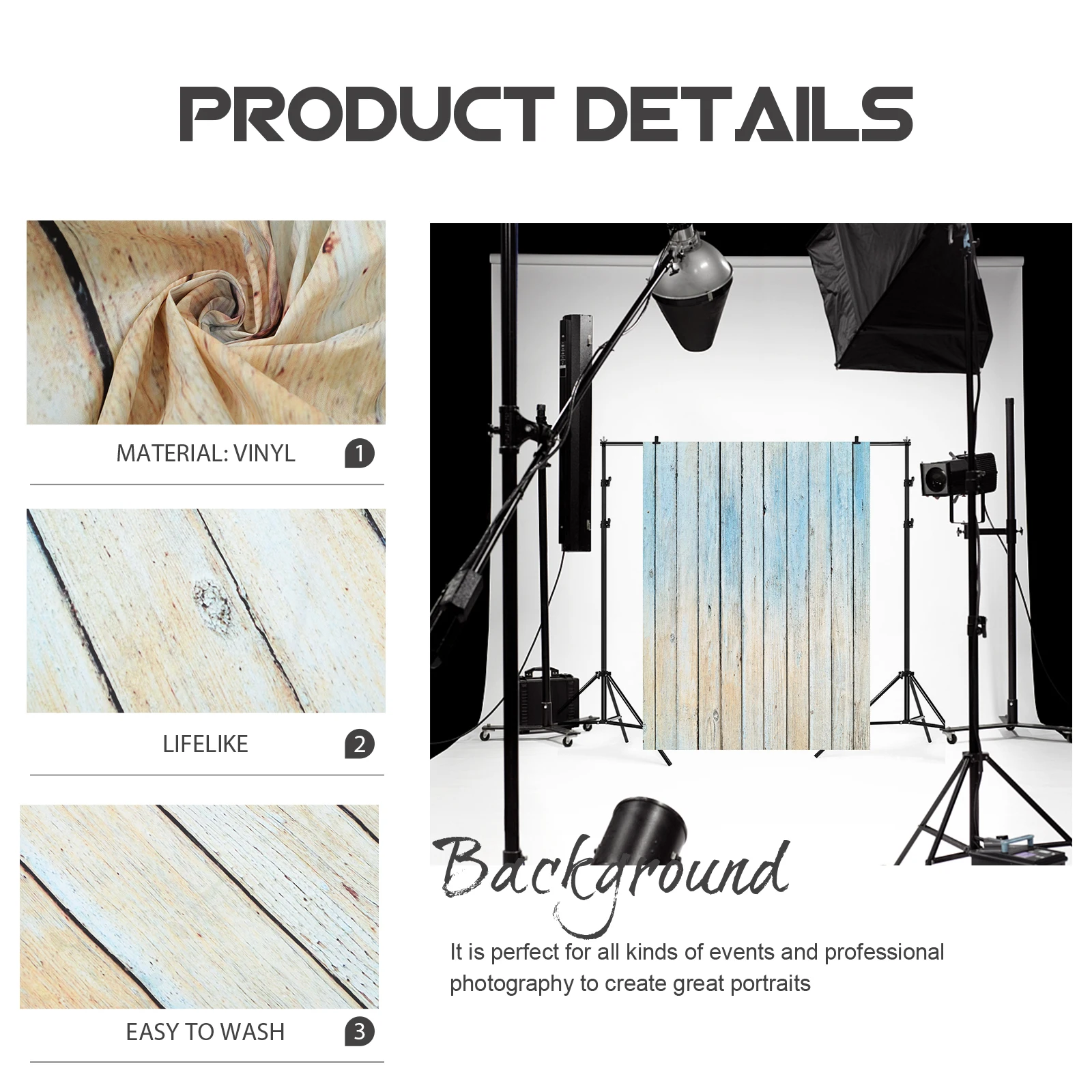 

Rustic Wood Plank Vinyl Photo Backdrop Cloth Holiday Party Family Celebration Background Wall Tapestry Decorative Fabric Durable