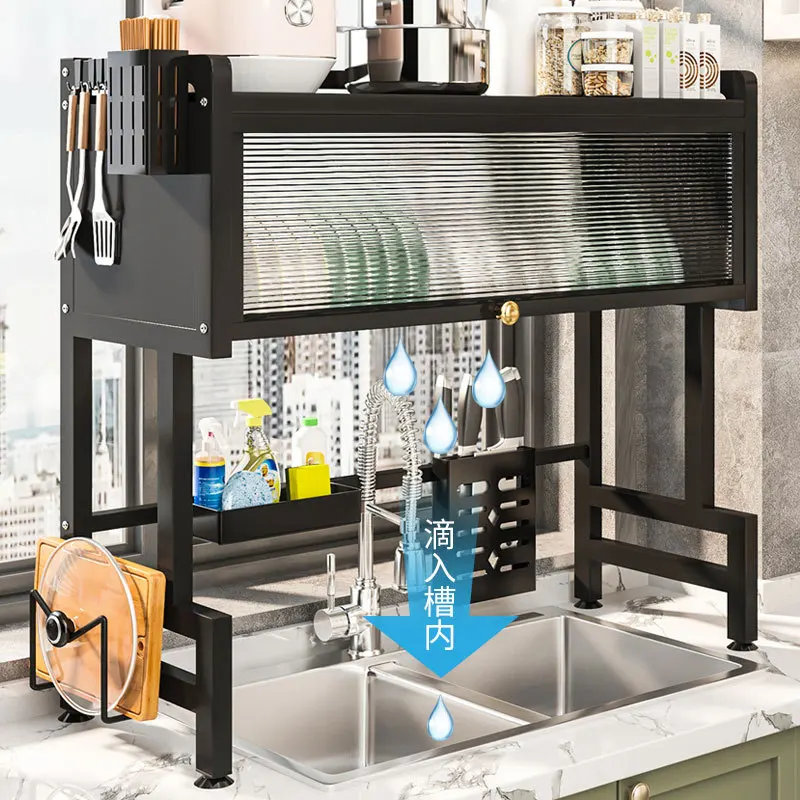 Etagere-d'evier-de-cuisine-bol-stockage-de-vidange-de-vaisselle-domestique-egouttoir-polyvalent-anti-poussiere-vente-en-gros