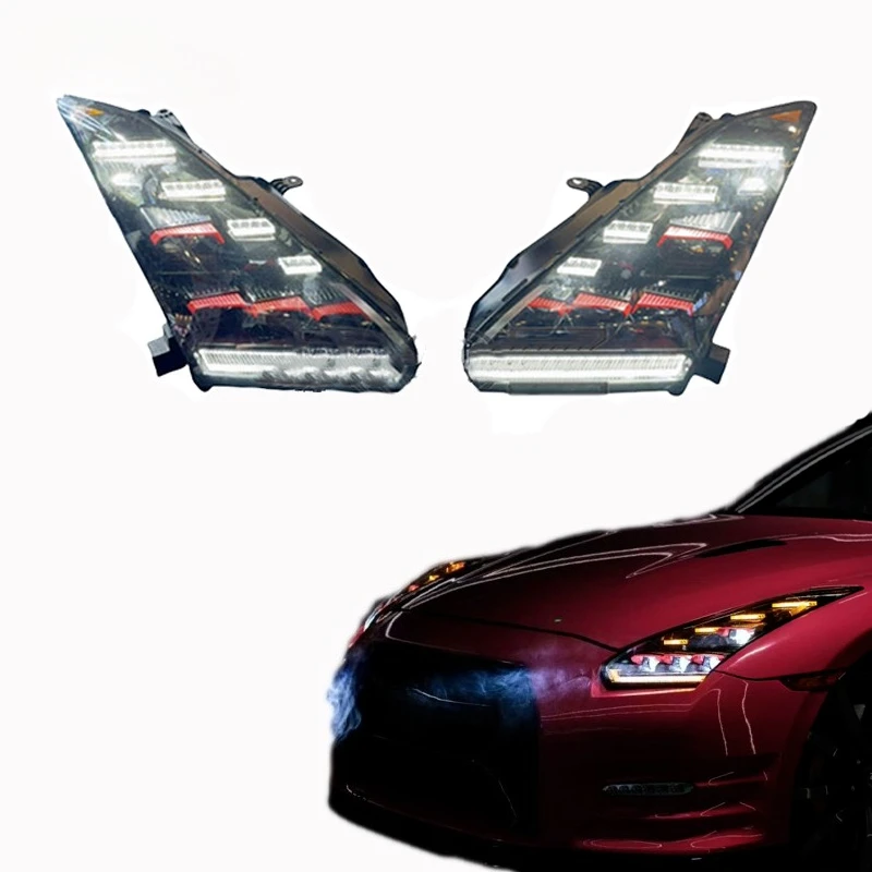 RAYSEZE GTR Headlights for 2010 2015 2018 GTR-R35 Retrofit LED Beam Headlight Upgrade Auto Accessories Tail Lights