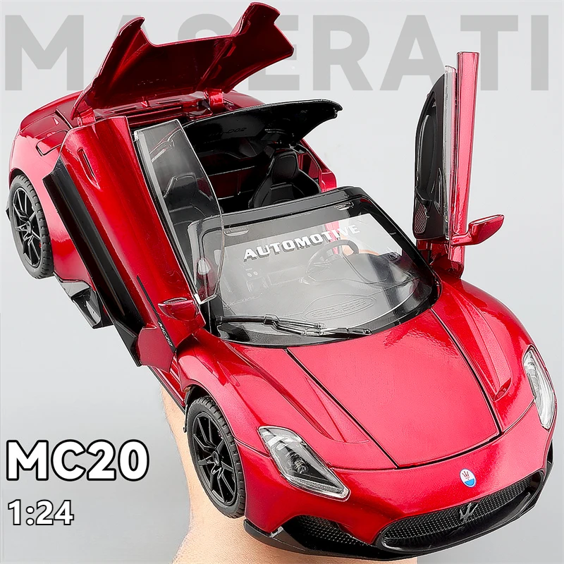 Coche deportivo MC20 1:24, modelo de aleación de Metal fundido a presión de alta simulación, luz de sonido, colección extraíble, regalos de juguetes para niños