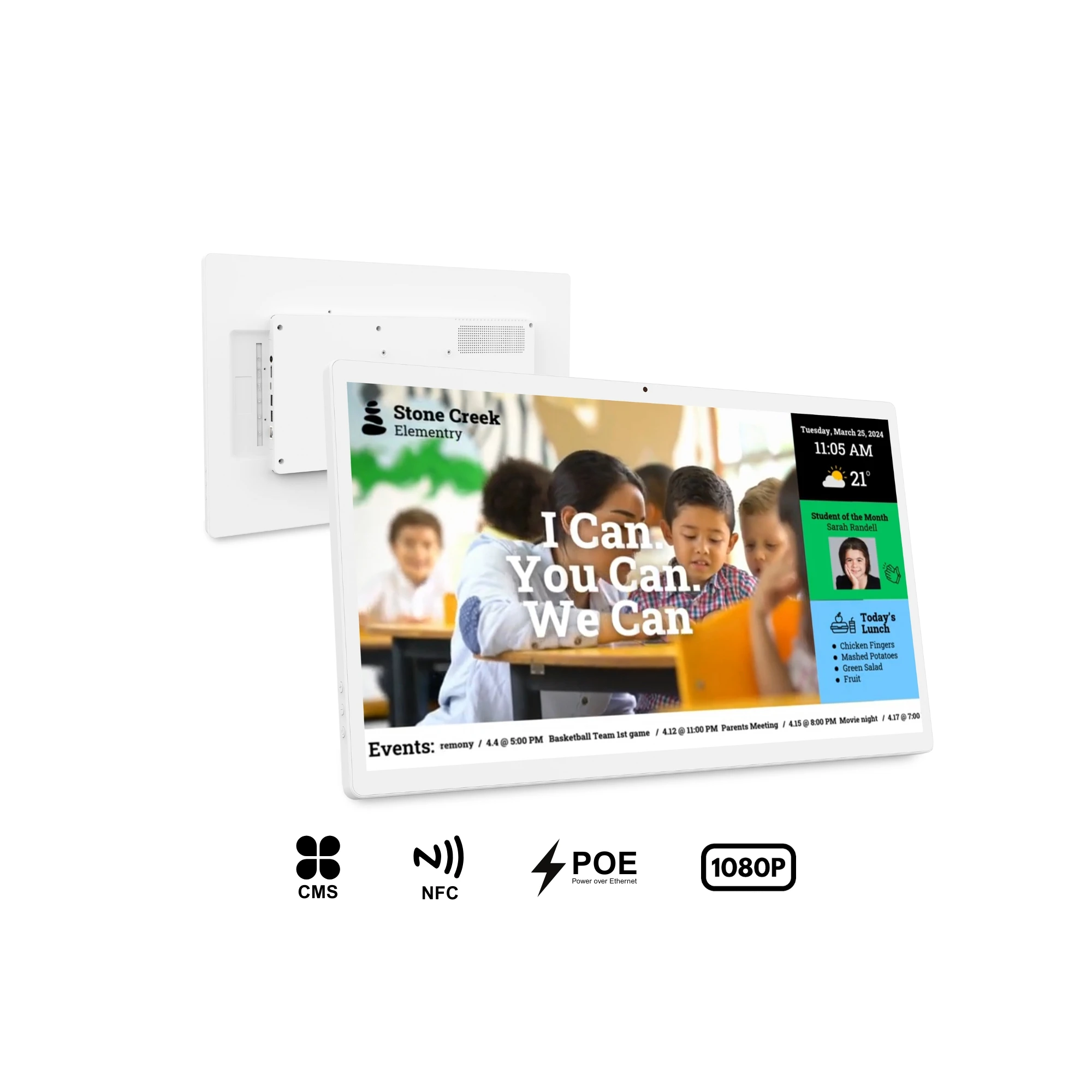 

Wall-mounted 32-inch Digital Signage Display: Android 13, 4 + 64GB Storage, Business 6-top AI Touchscreen