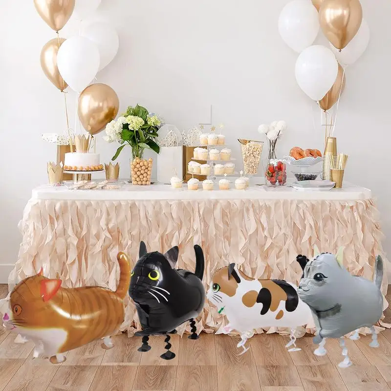 4Pcs Walking Animal Cat Aluminum Foil Balloon Cat Balloons For Cat Theme Party Baby Shower Wedding Birthday Anniversary Supply