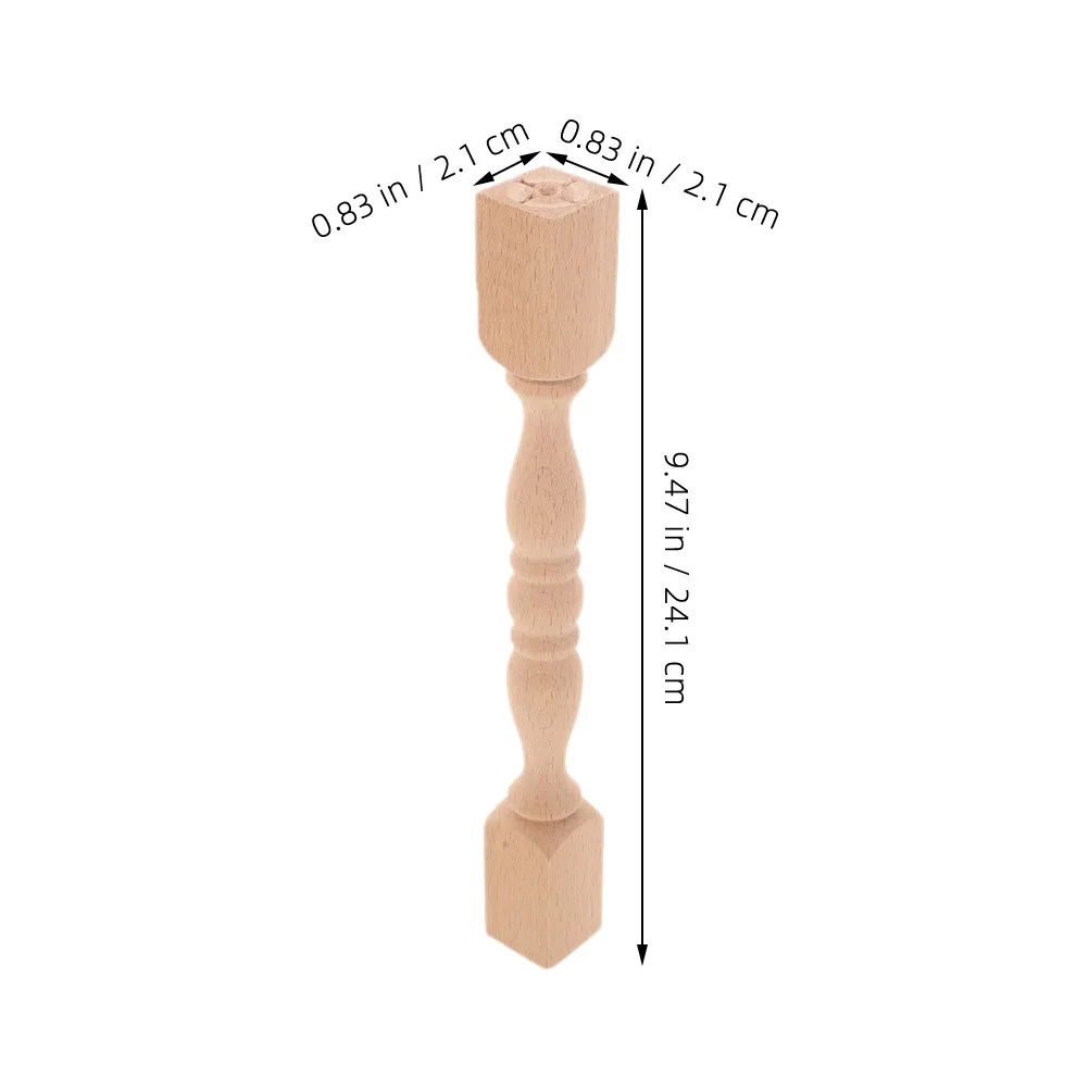 3Pcs Hardwood Round Finials Classic Wooden Bed Post Staircase Curtain Rod Decorative Finials Unfinished Wood Craft Balusters
