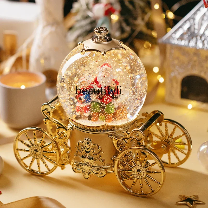 

Christmas music box carriage music crystal ball snowman children birthday gift girl gift