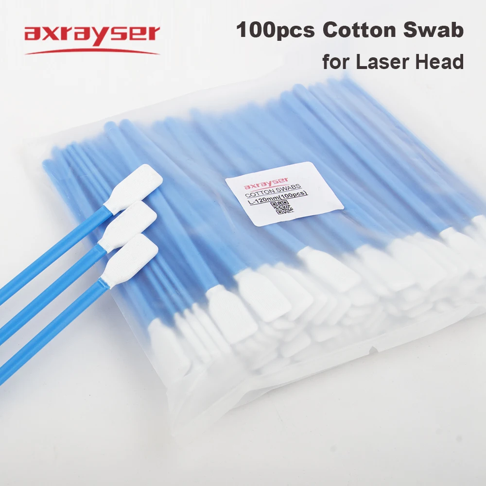 100pcs Cotton Micro Swab Industry Nonwoven Anti-static Dust Off for Lens Protective Window Fiber Laser Head Cleaning Tools