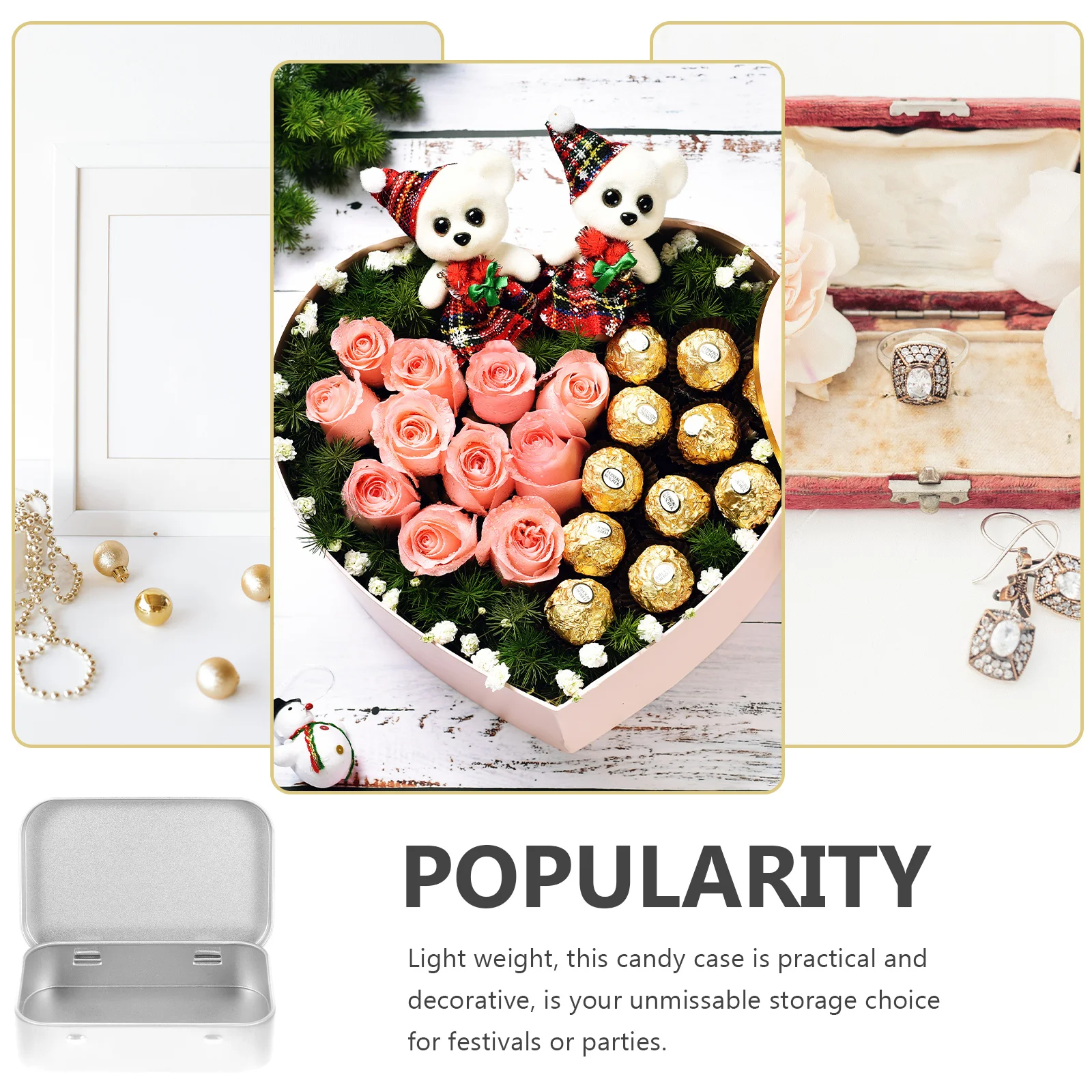 

Flip-type Storage Box Tinplate Bins with Lids Small Tins Containers Mini Trinket Boxes Empty