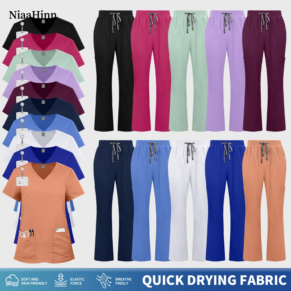 Niaahinn Elasticity Operating Room Dcotor Uniforms Slim Fit Pet Hospital Veterinary Work Clothes Dental Clinic Nursing Workwear