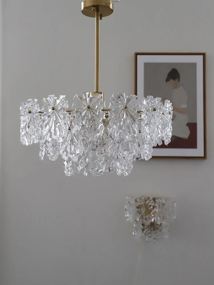 Luxury Ice Flower Snowflake Glass Dining Room Living Room New Classical/Post-Modern Bedroom Chandelier Lamps