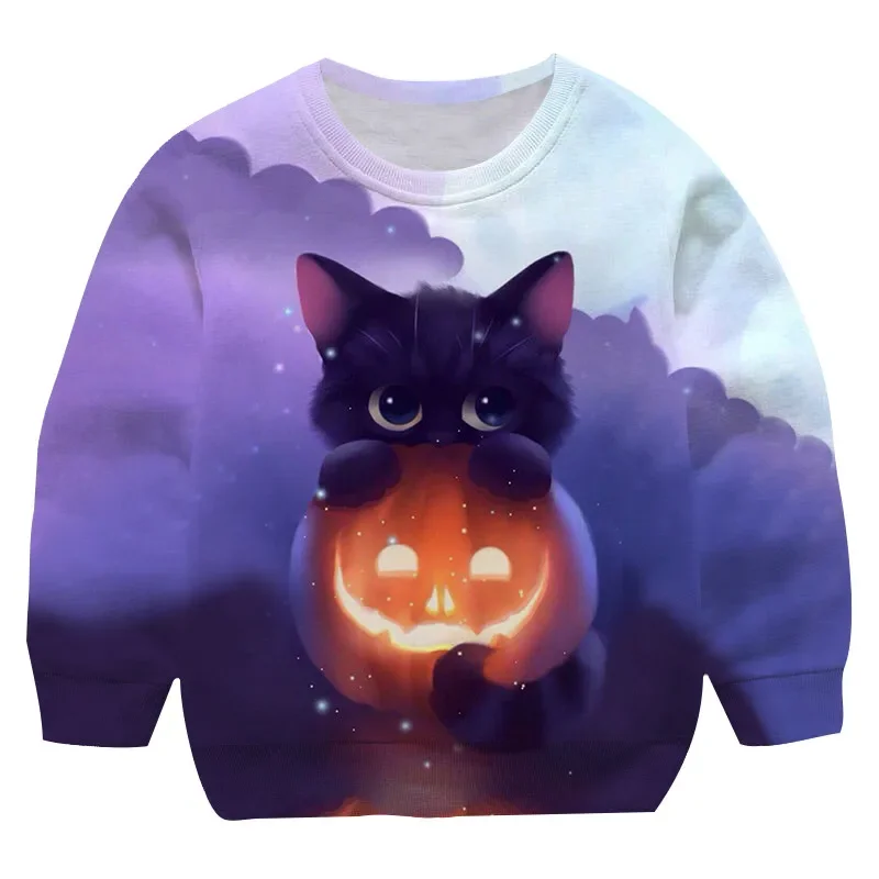 2023 year Fashion Cute Cat  Hoodie Kid Sweatshirt Cartoon Anime Cats Girls Boys cat Hoodies Casual Children's Clothes Streetwear