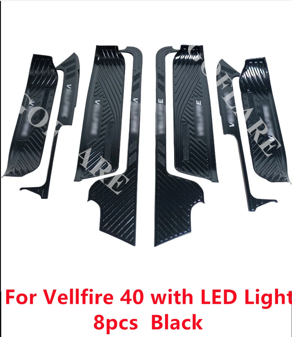 For Toyota Alphard Vellfire 40 AGH40 accessories 2023-2025 led light foot side door sill illuminated step scuff plate thresholds