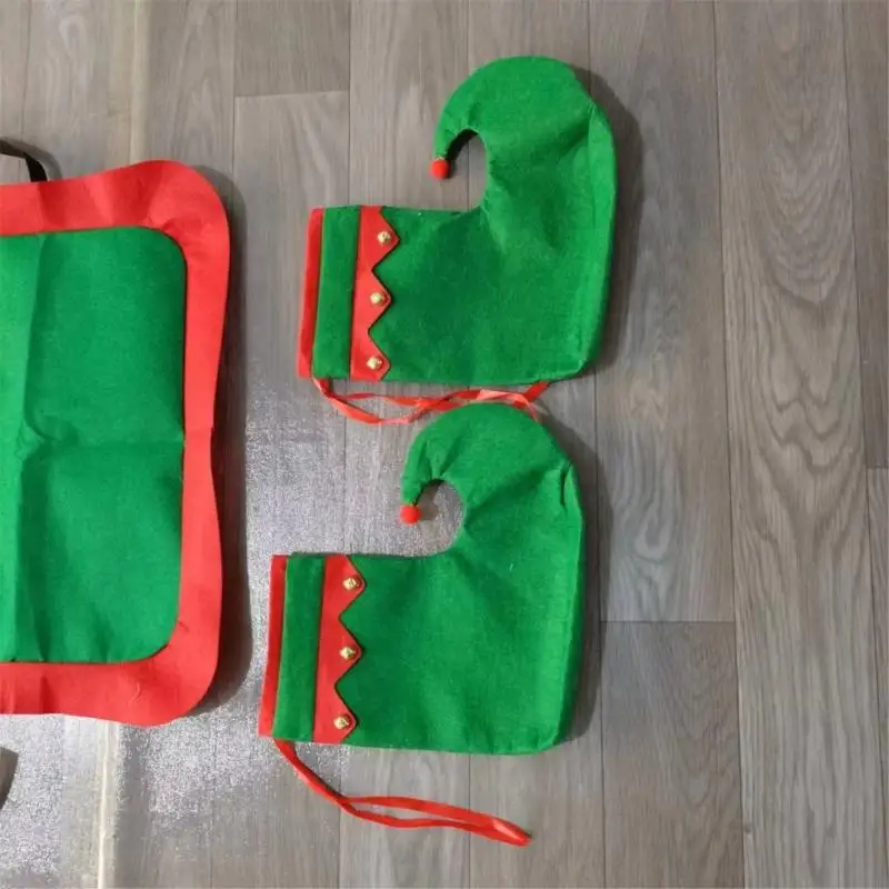 Christmas Elf Apron and Hat Set Christmas Apron Christmas Shoes Christmas Elf Kits Christmas Costume Outfits for Party