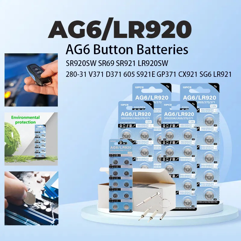 

AG6 Button Battery LR920 Quartz Watch 371A Electronic Battery for Watch ToysL R920SW Electronic Button Coin Batteries