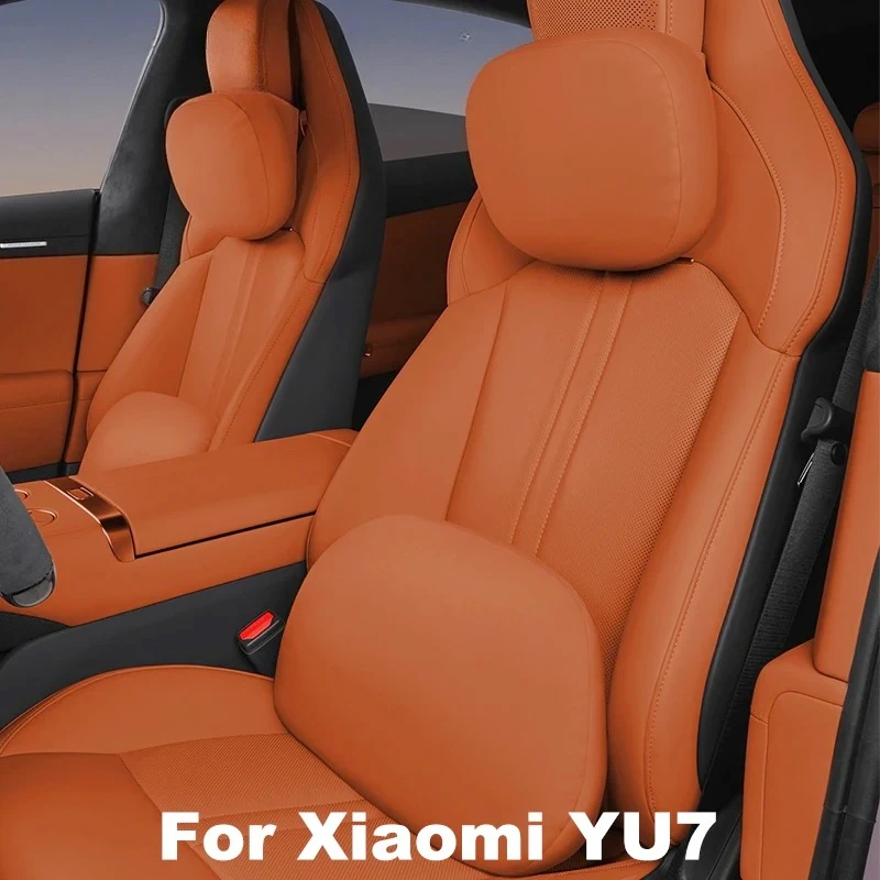 For Xiaomi YU7 2025 2026 Suede Leather Magnetic Neck Pillow Headrest Waist Pillow Automobile Head Waist Support Accessories