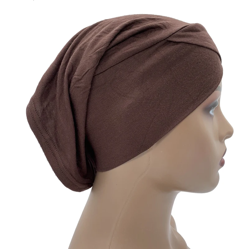 Gorro interior cruzado de algodón para Mujer, gorro musulmán bajo bufanda, Jersey bajo Hijab, Turbante