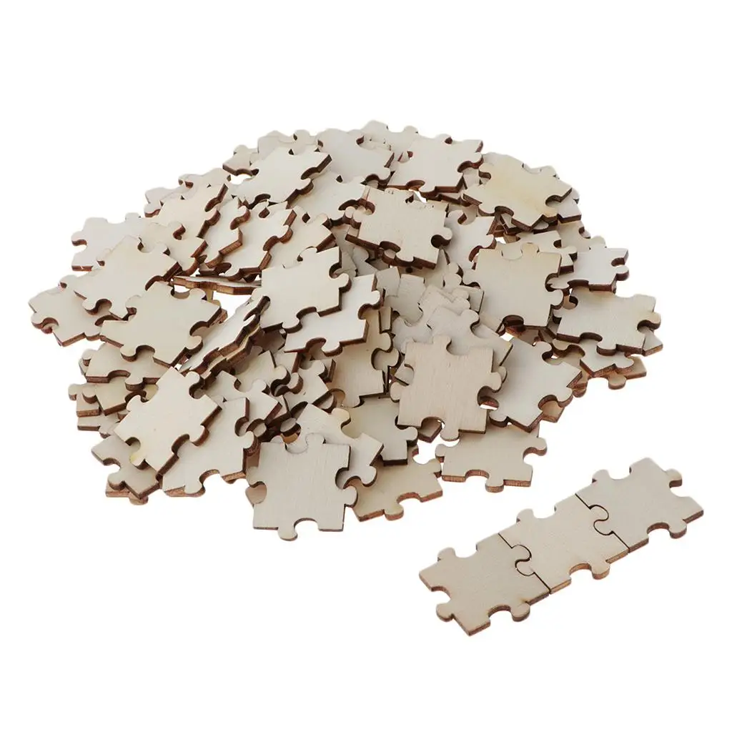 Unfinished Wooden Blank Puzzle Jigsaw Set for Arts Crafts Creative Decoration Family Activity Painting Kit