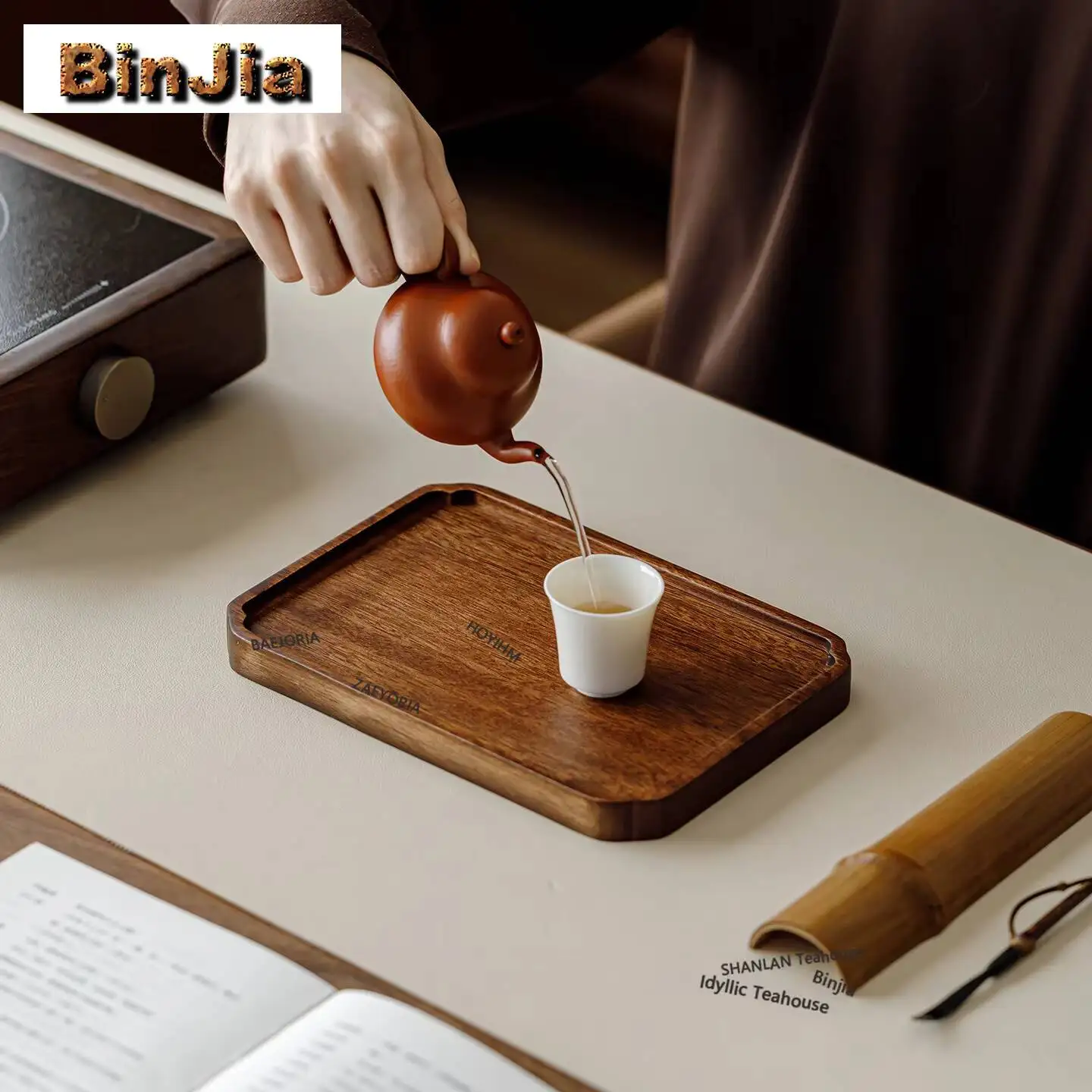 Walnut Wood Tea Tray Cake Rack Coffee Storage Board Teapot Trivets Dishes for Serving Chinese Tea Set Supplies Decoration Gift