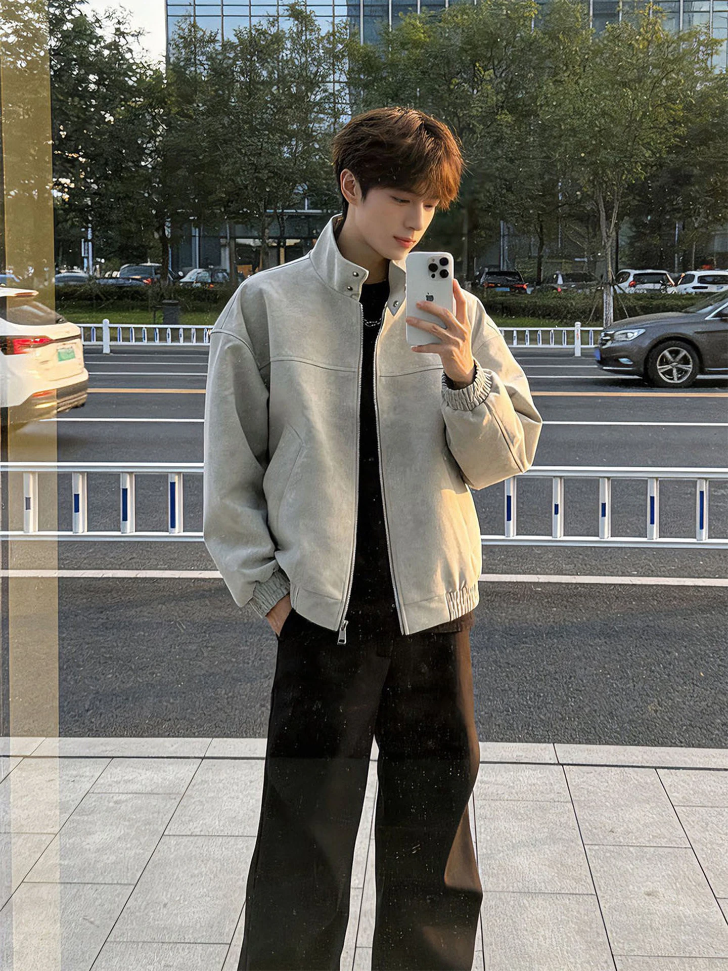 

Мужская весенняя куртка из искусственной кожи в американском стиле, с эффектом окрашивания, на молнии, с длинными рукавами, молодежная модная бейсбольная куртка