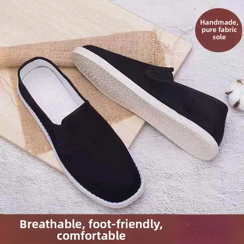 Beijing Handmade Cloth Shoes Men's Thousand-Layer Sole Soft Bottom Driving Shoes Comfortable Breathable Cotton Anti-Wear