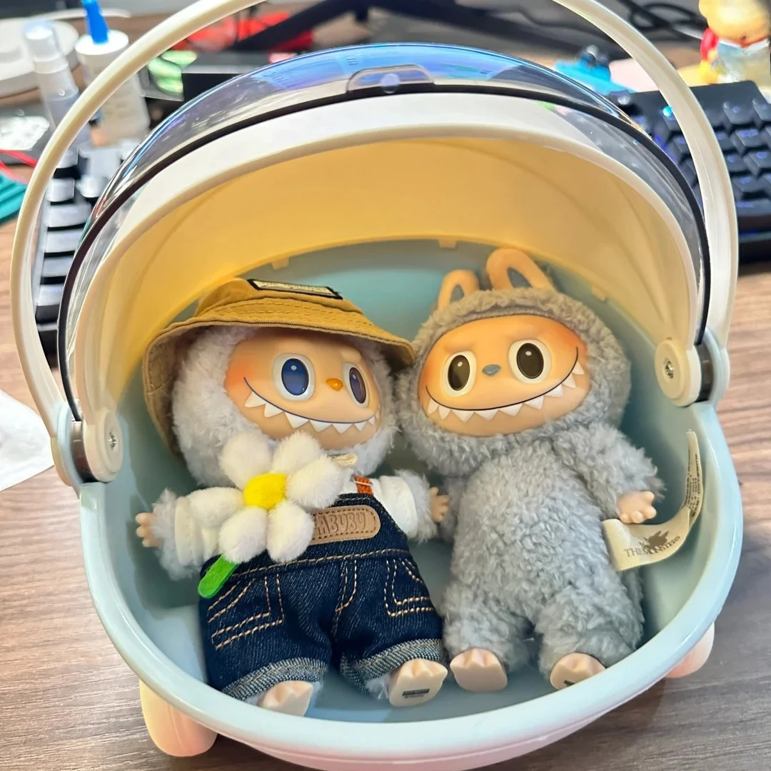 

Labubu Accessories For 15-17cm Labubu Portable Handheld Cradle Carrying Case with Storage Box Ropa Doll Accessories Set